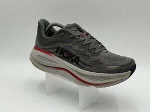 Hoka Bondi 9 Men’s Size 10D Satellite Grey Outer Orbit Red Stripe Shoes